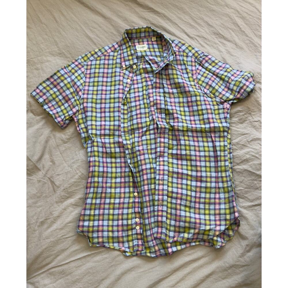 GITMAN Bros Men's Multi-Colored Checkered Short Sleeve Shirt